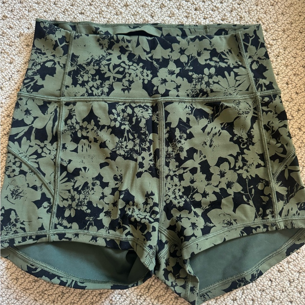 Lululemon Athletica Green and Black Athletic Shorts